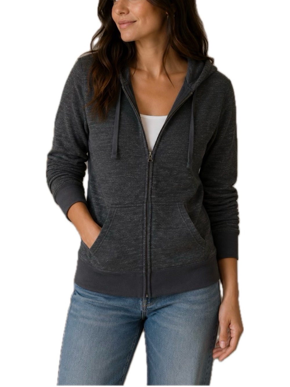 Independent Trading Company Women's Gray Full-Zip Hoodie w/‎ Pockets Size M